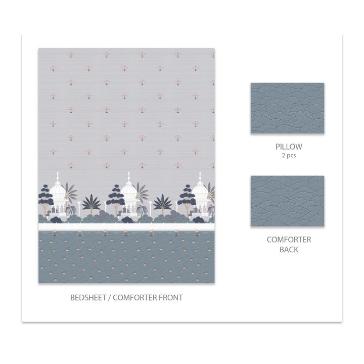 My Trident Sanskriti King Bedsheet - Pichwai Blue