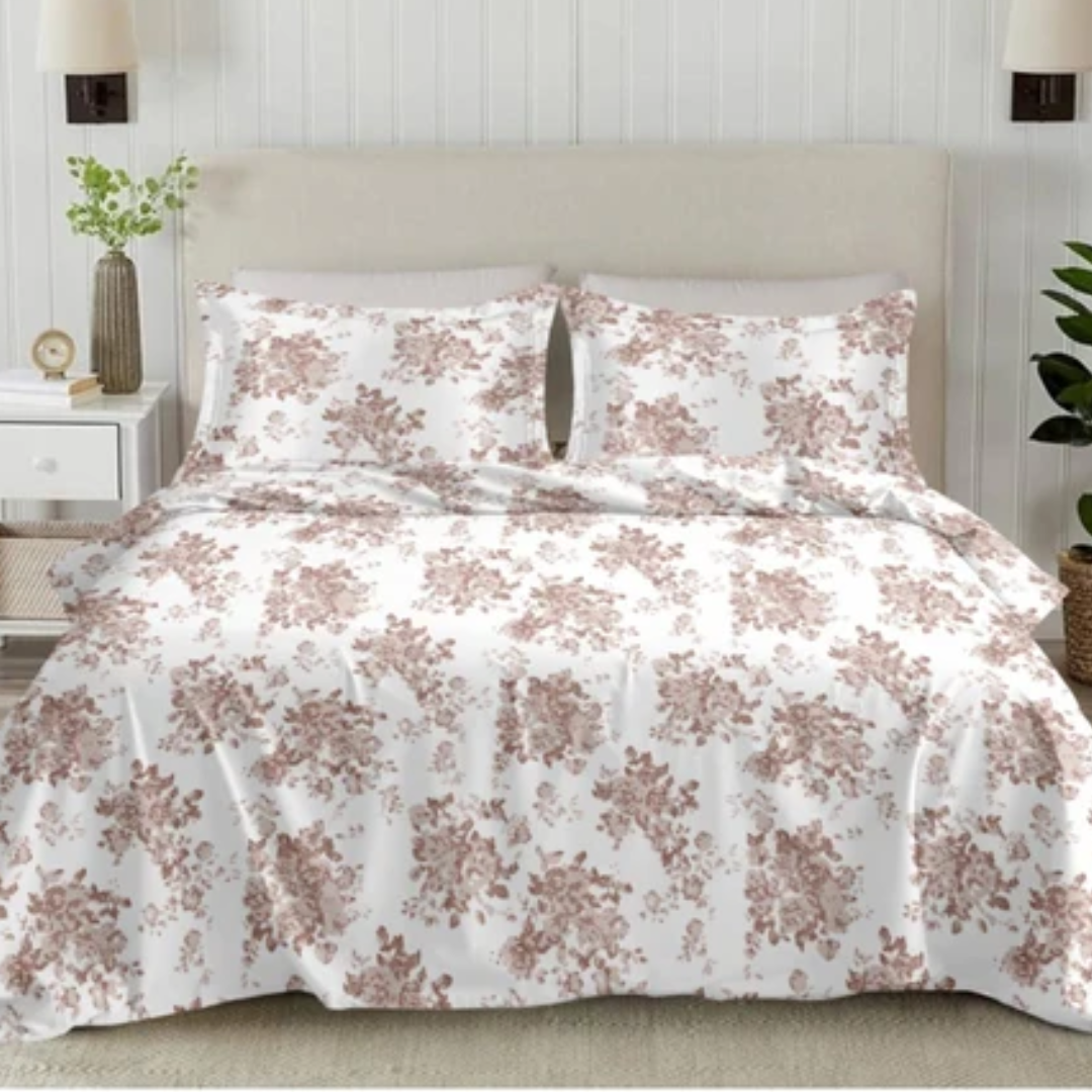 Elan King-Size Bedsheet | 100% Cotton | 250 TC Percale | Crisp & Fresh Feel | Dusty Rose Brown