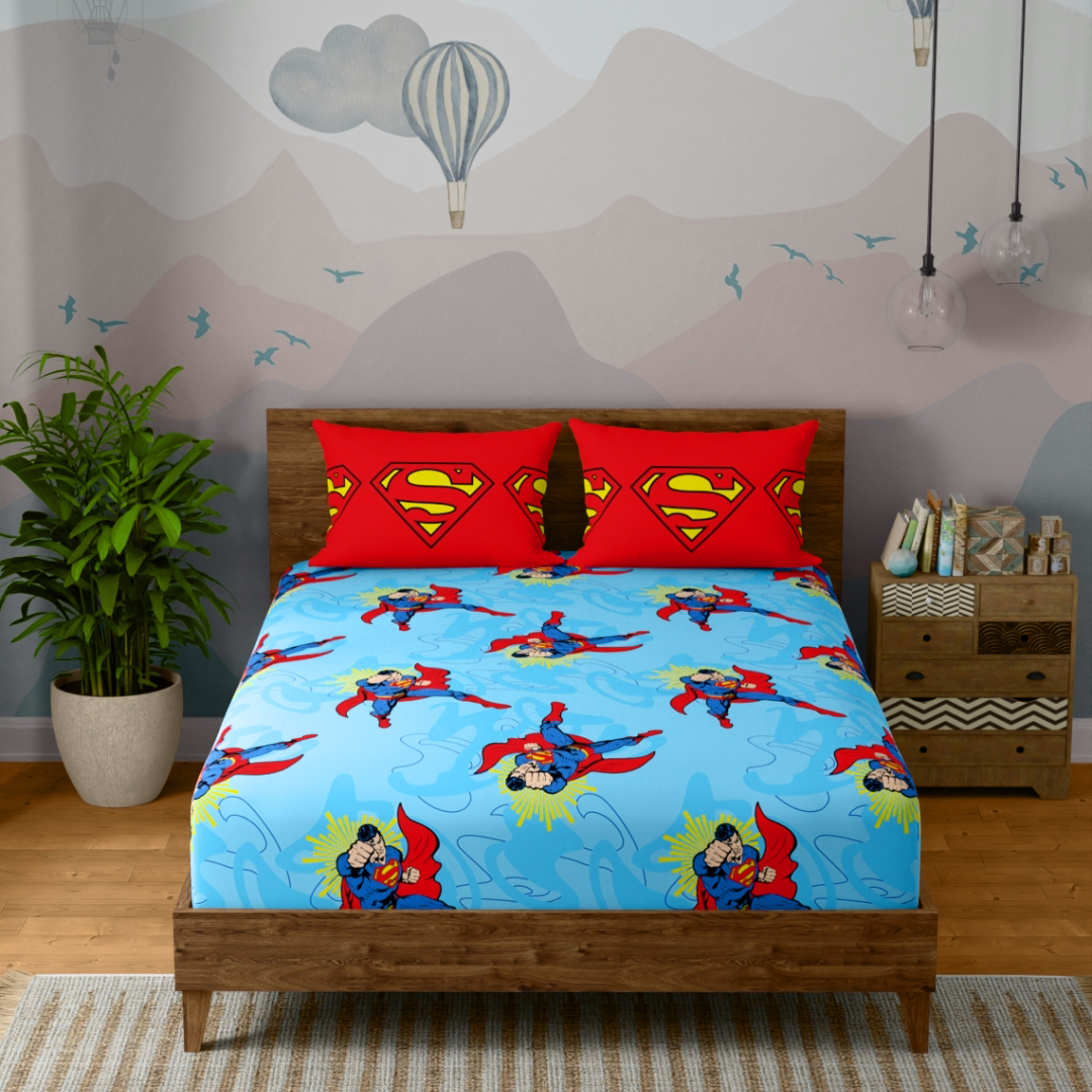 Portico Kids  Double Size Bedsheet – Superman Man of Steel