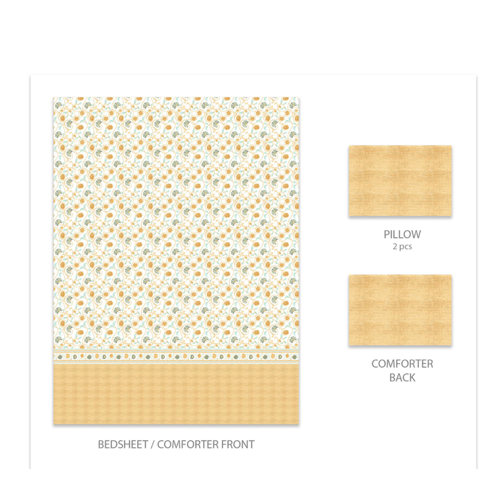 My Trident Sanskriti King Bedsheet - Block Print Mustard