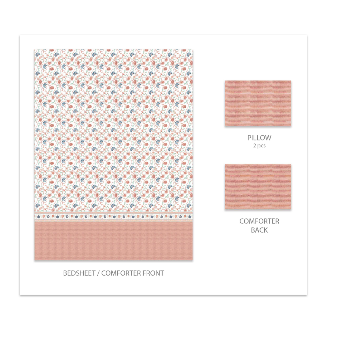 My Trident Sanskriti King Bedsheet - Block Print Rust