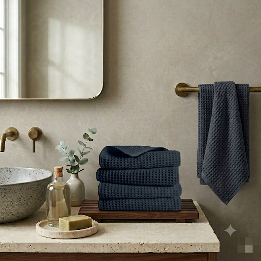 Premium Waffle Hand Towels – Soft, Absorbent & Quick-Dry Cotton-Charcole