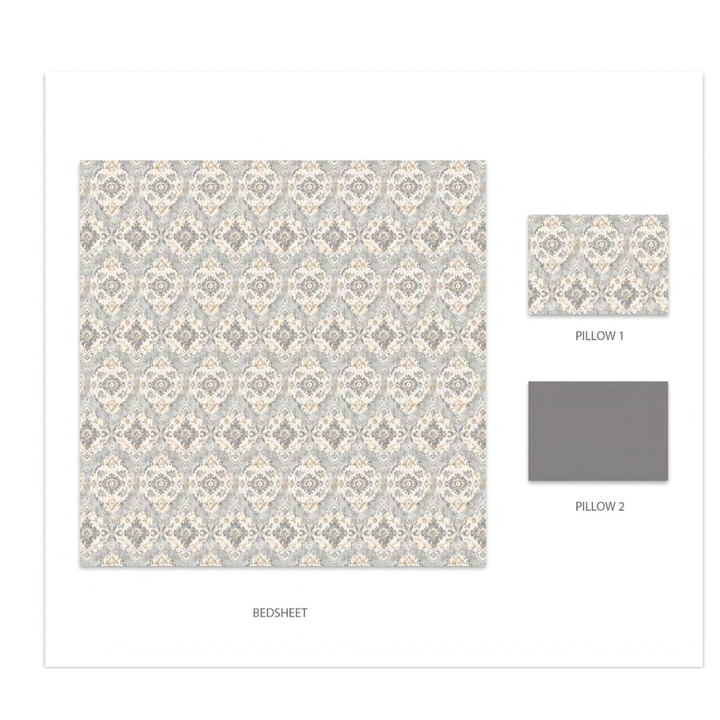 My Trident – Indulgence King Bedsheet - Yazdan Grey