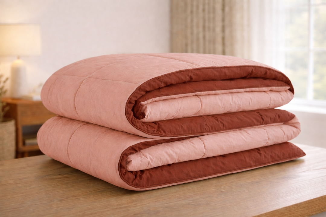 Peach & Terra Cotta All Season Reversible Single Comforter