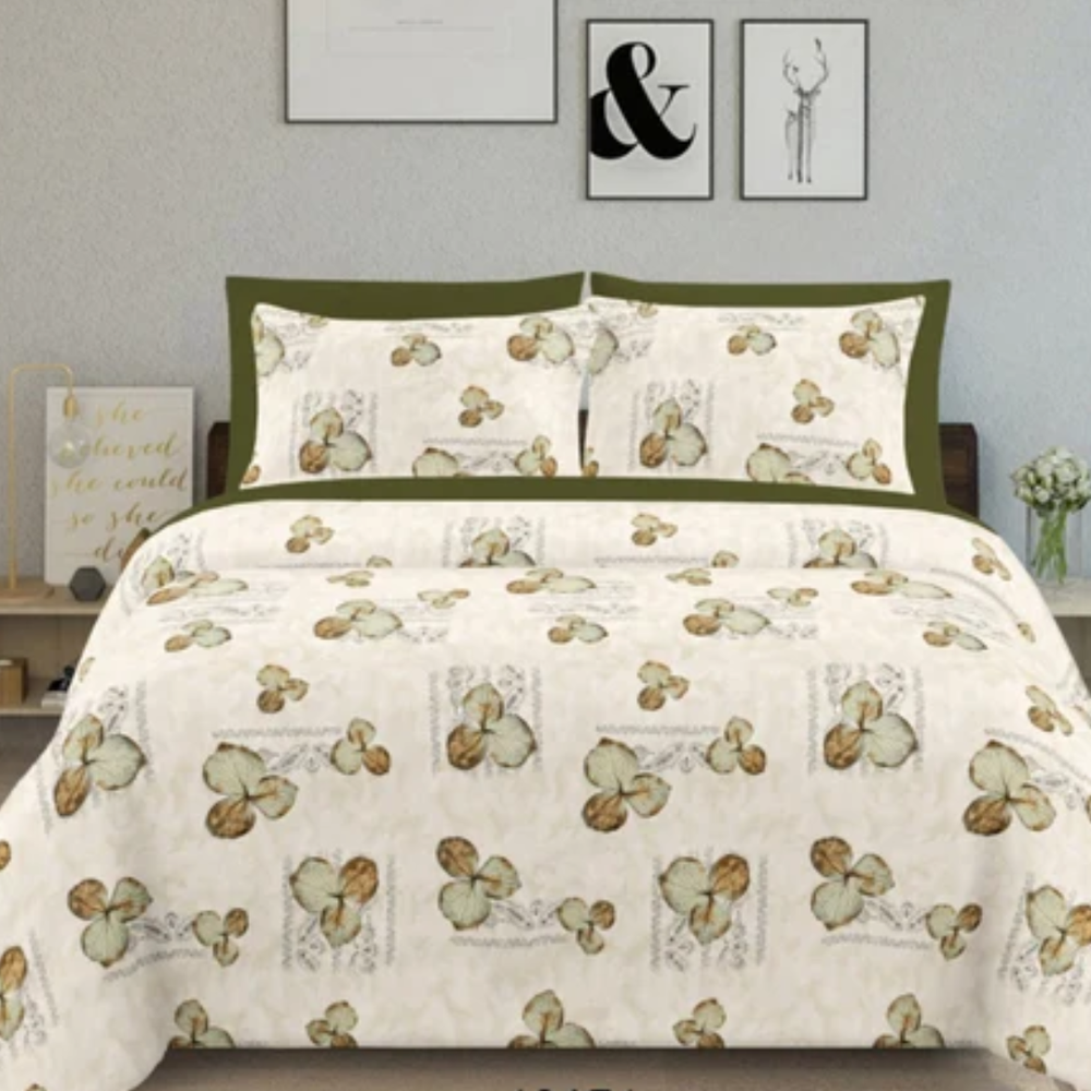 Soft Loom King-Size Bedsheet | 100% Cotton | Olive Green Colour