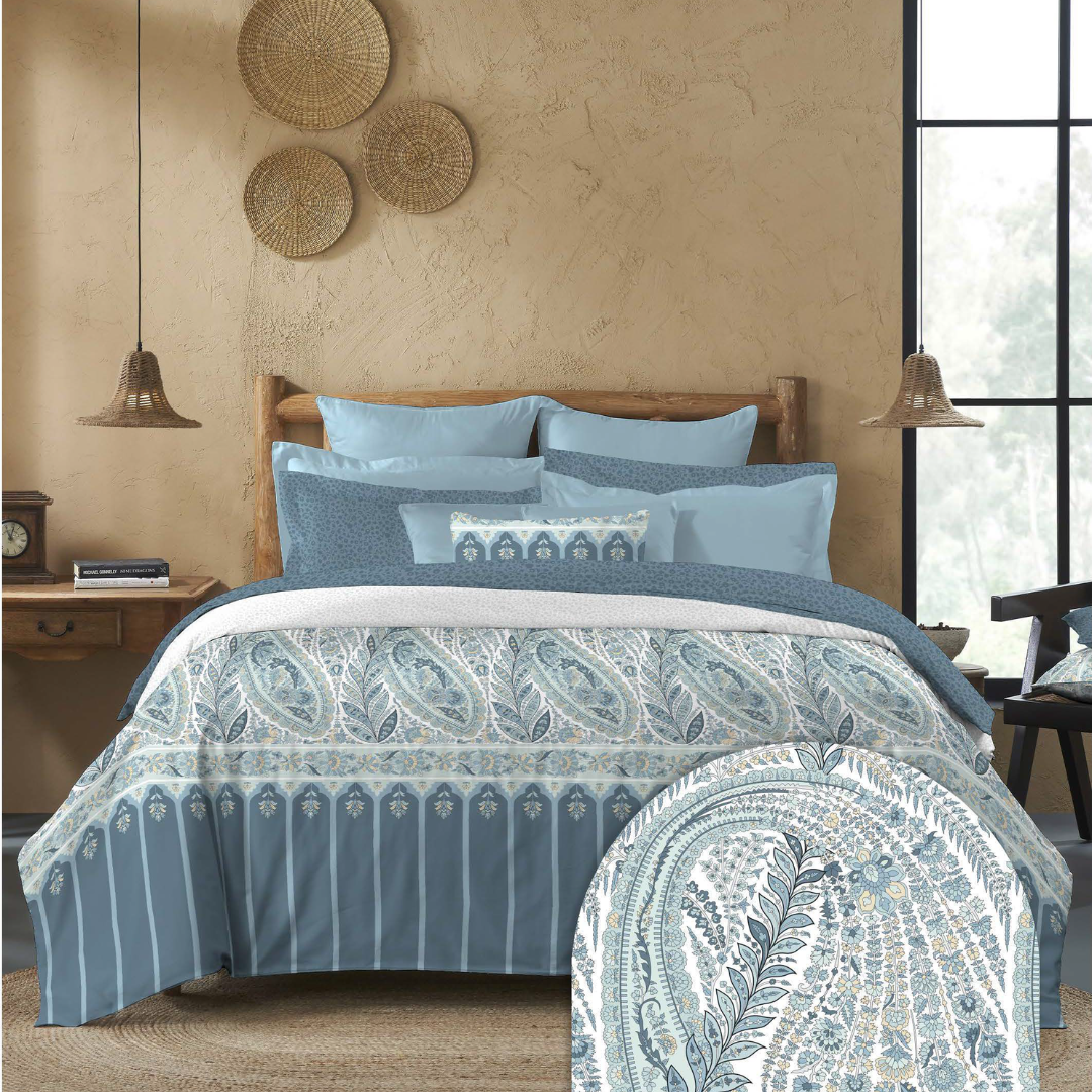 My Trident Sanskriti King Bedsheet - Kanni Blue