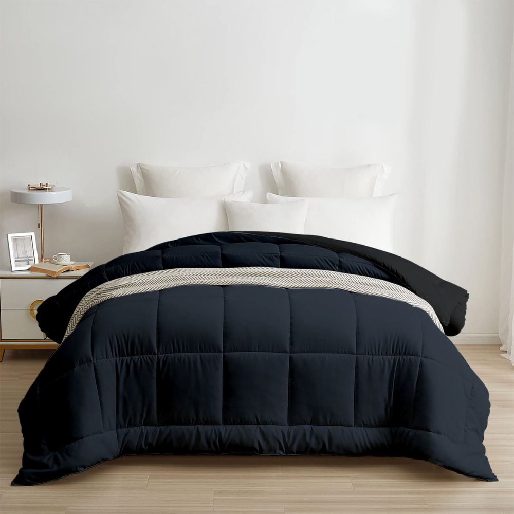 Charcoal & Black All Season Reversible Single Comforter