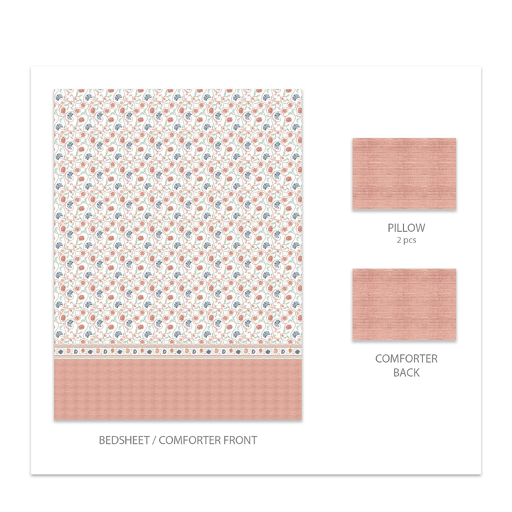 My Trident Sanskriti King Bedsheet - Ikkat Peach