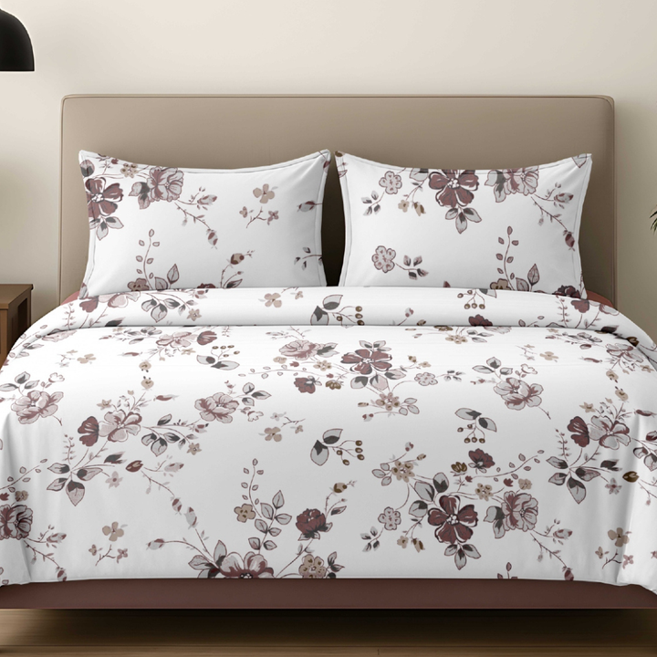Elegant Floral Cotton Bedsheet with Pillow Covers – Soft & Premium Bedding Set - Vivron