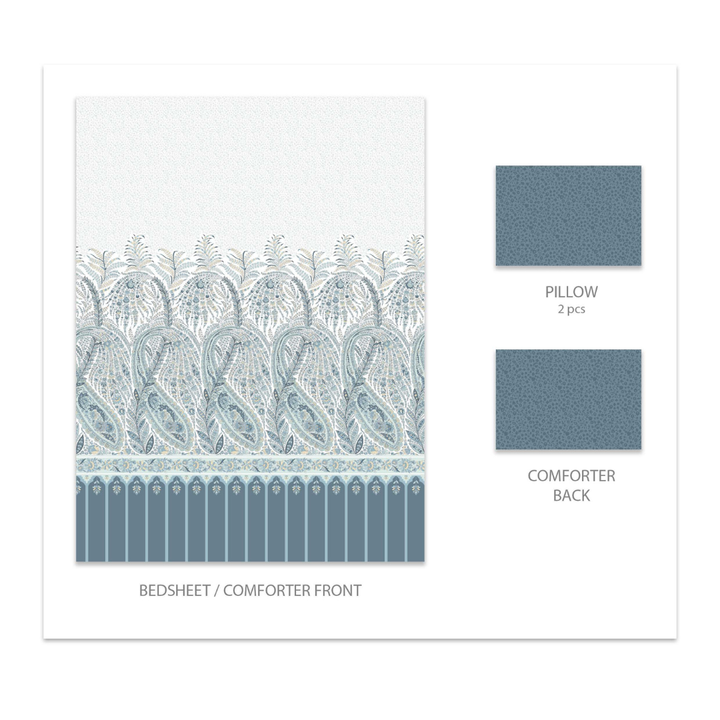 My Trident Sanskriti King Bedsheet - Kanni Blue