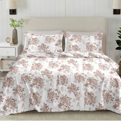 Elan King-Size Bedsheet | 100% Cotton | 250 TC Percale | Crisp & Fresh Feel |  Brown Floral