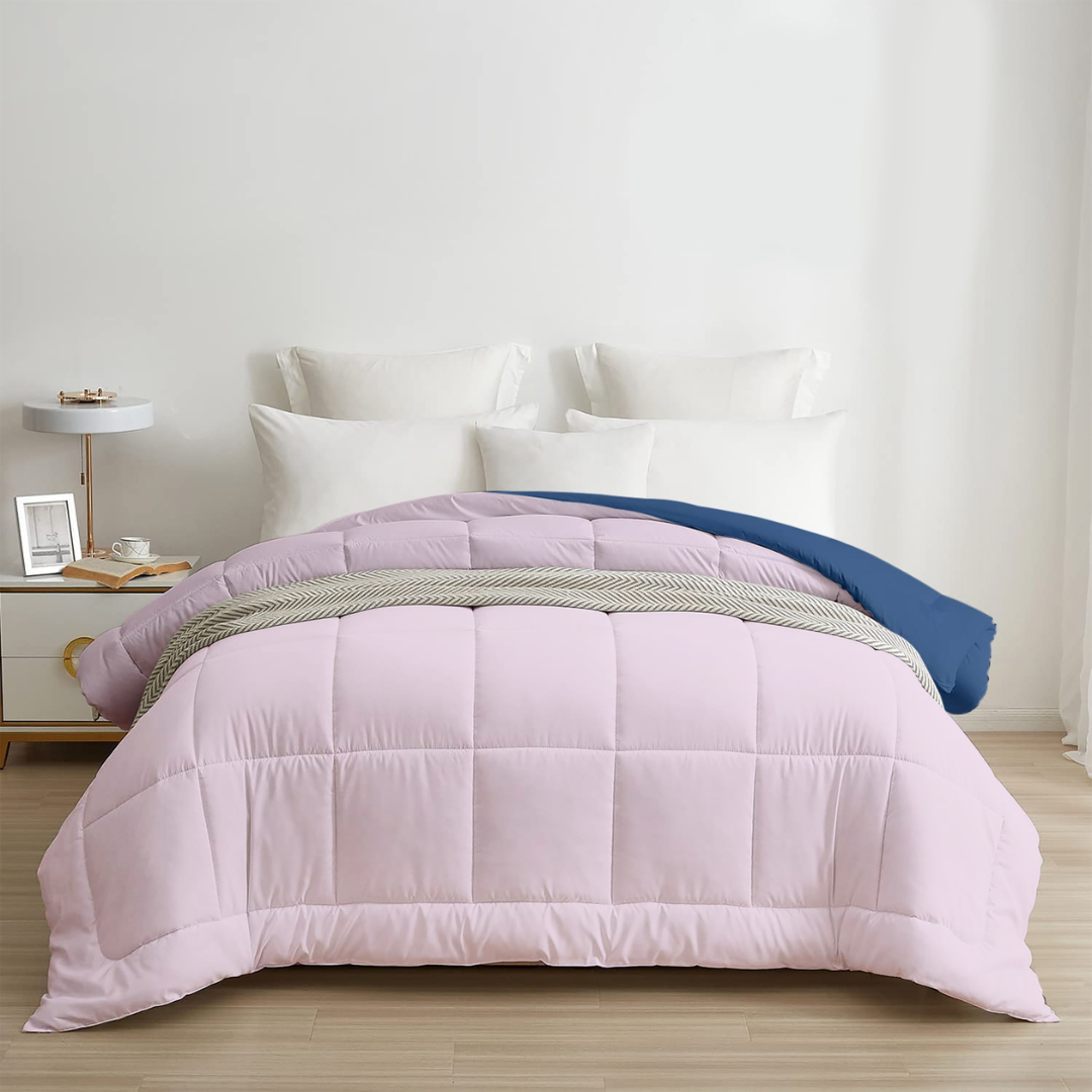 Baby Pink & Dark Navy All Season Reversible Double Comforter