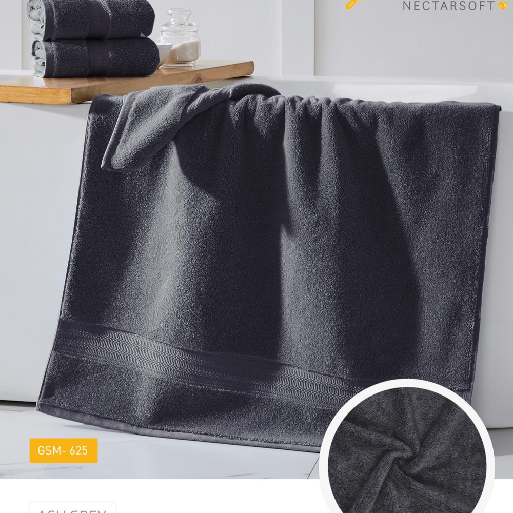 myTrident Nectarsoft Bath Towel |100% Cotton & Zero Twist | Ash Grey