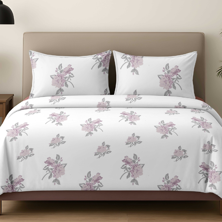 Elegant Floral Cotton Bedsheet with Pillow Covers – Soft & Premium Bedding Set - Vivron
