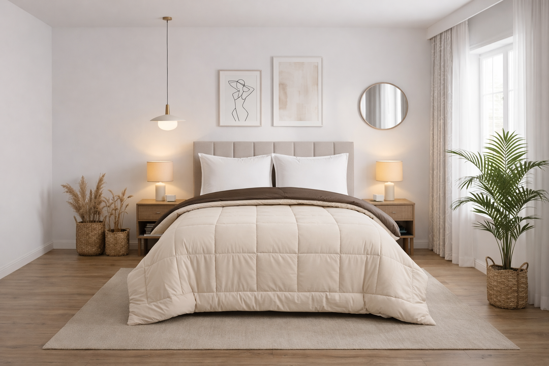 Cream & Walnut All Season Reversible Single Comforter