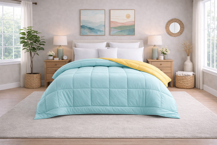Aqua & Lemon All Season Reversible Double Comforter