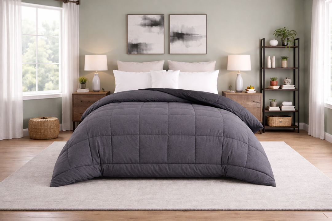 Charcoal & Black All Season Reversible Double Comforter