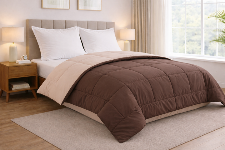 Cream & Walnut All Season Reversible Single Comforter