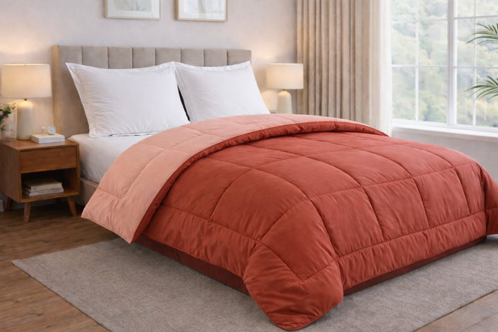 Peach & Terra Cotta All Season Reversible Single Comforter