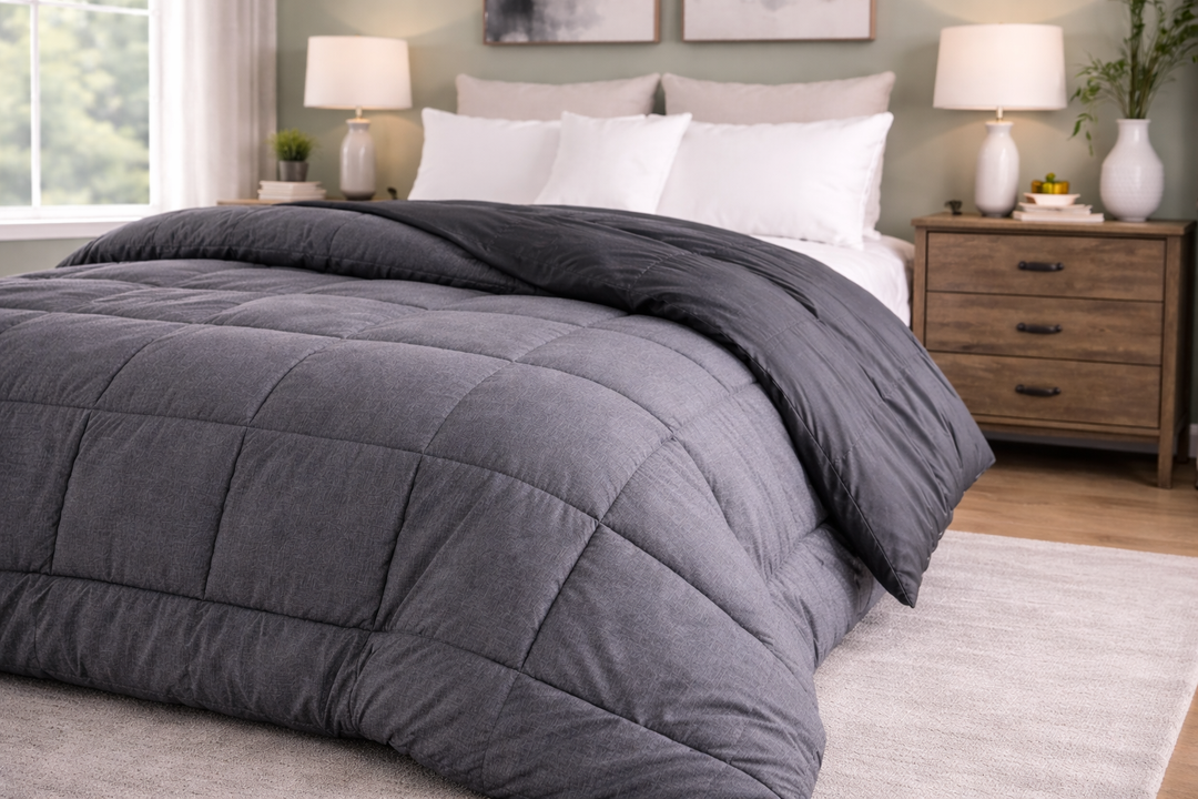 Charcoal & Black All Season Reversible Double Comforter