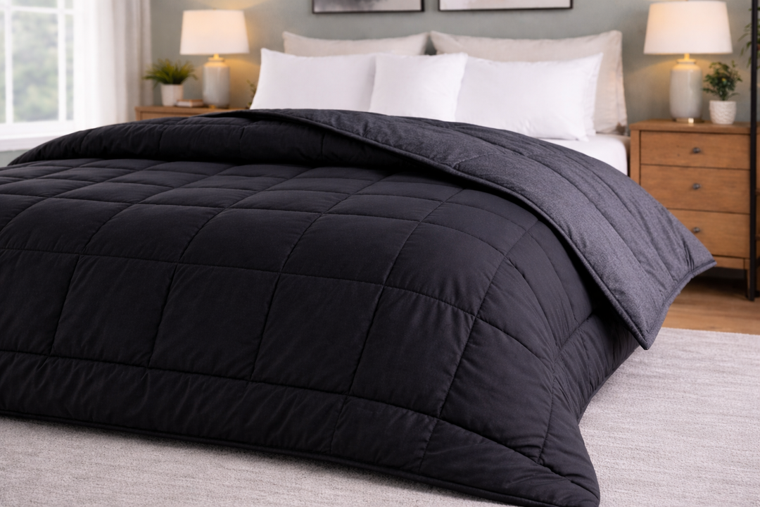 Charcoal & Black All Season Reversible Double Comforter