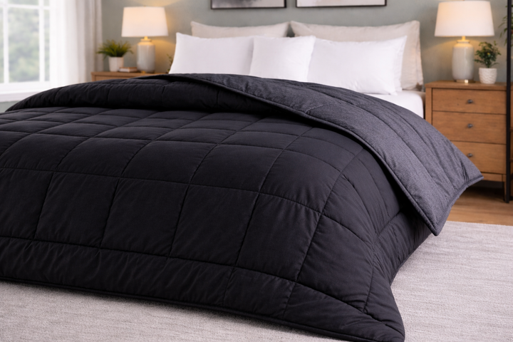 Charcoal & Black All Season Reversible Double Comforter