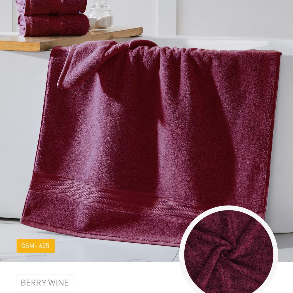 myTrident Nectarsoft Bath Towel |100% Cotton & Zero Twist | Berry Wine