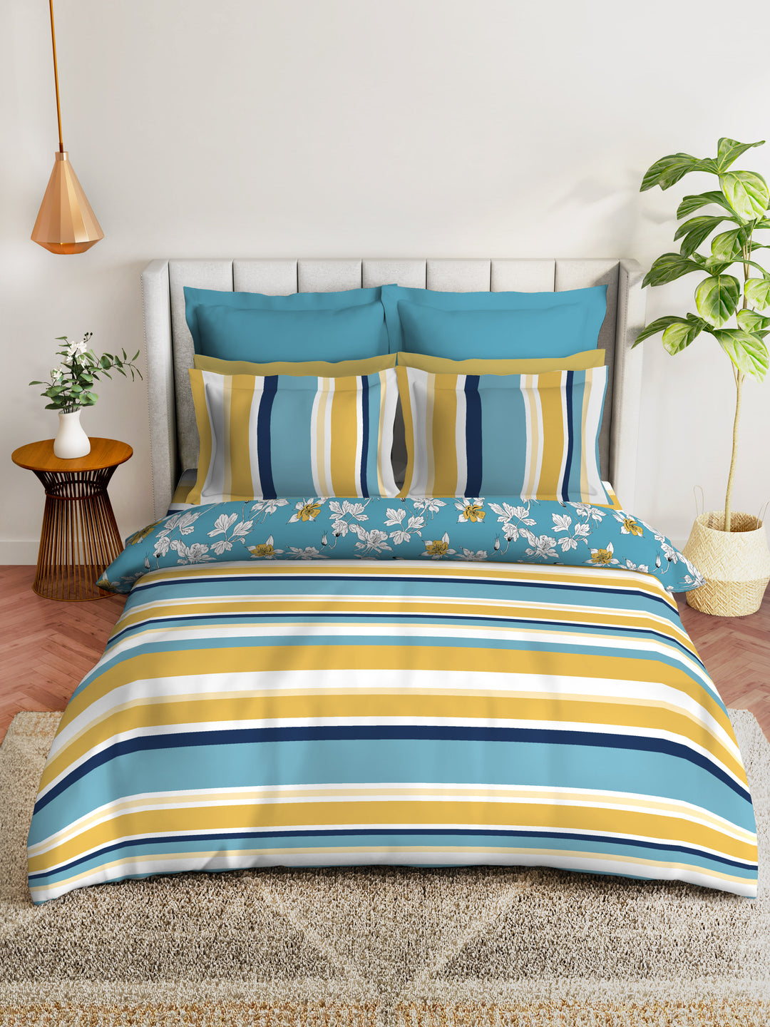 layers firenze king bedsheet with printed bed linen