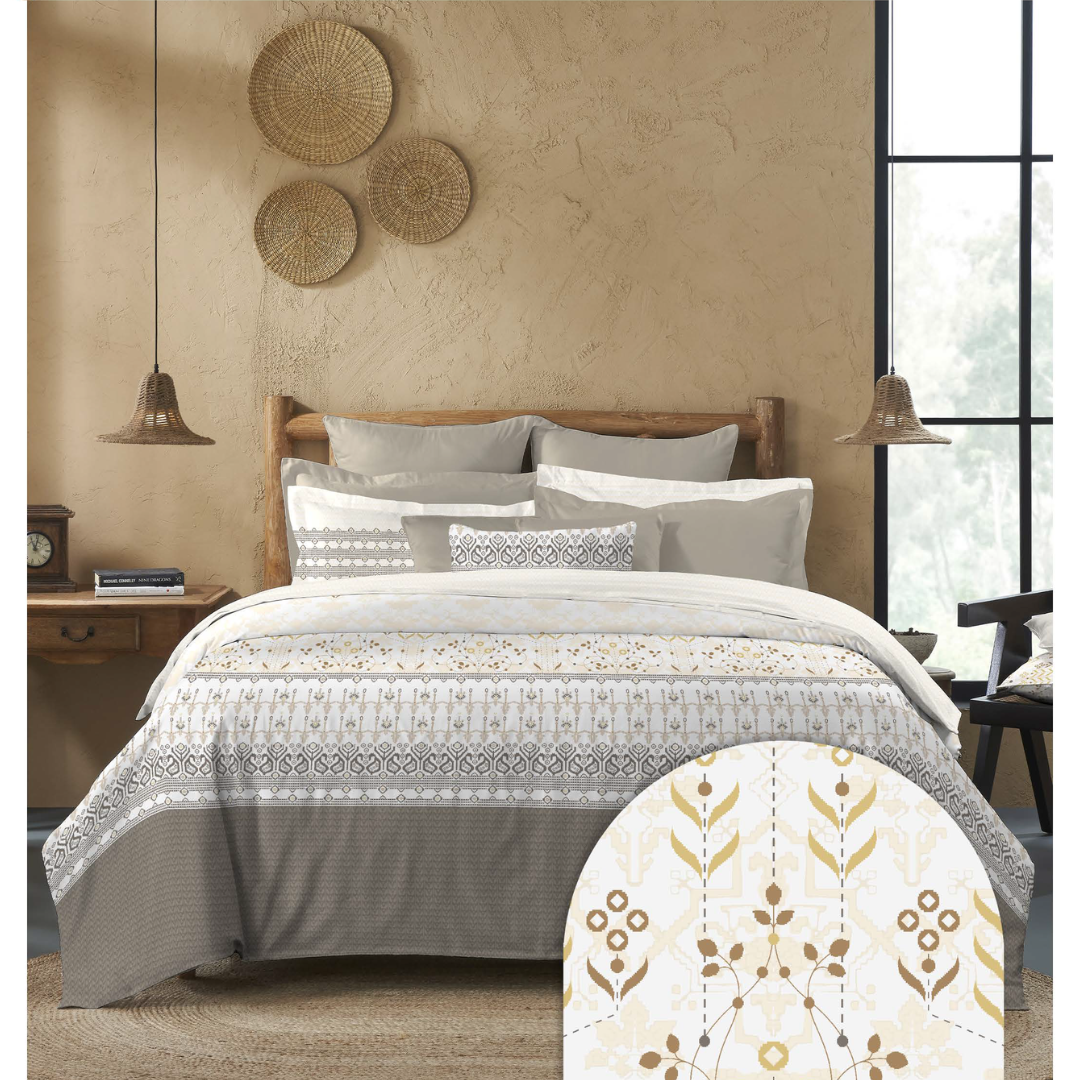 My Trident Sanskriti King Bedsheet - Jamdani Caramel