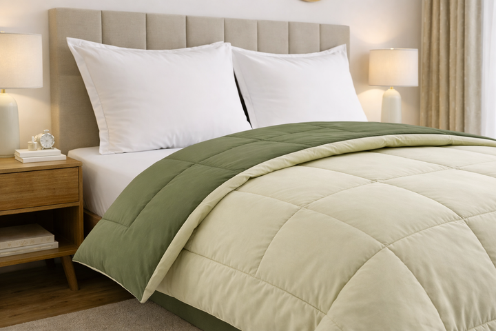 Olive & Sage All Season  Green Reversible Single Comforter