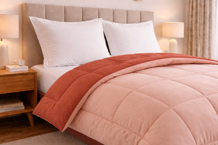 Peach & Terra Cotta All Season Reversible Single Comforter