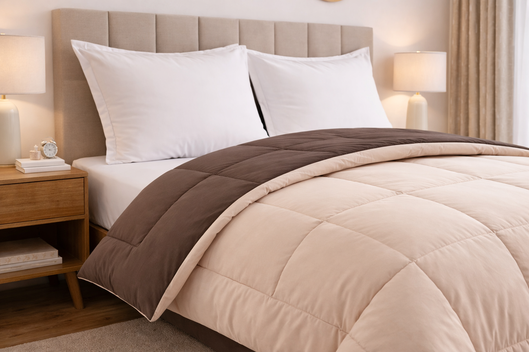 Cream & Walnut All Season Reversible Single Comforter