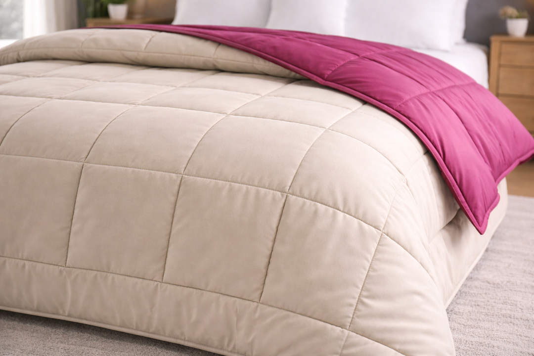 Khaki & Raspberry All Season Reversible Double Comforter