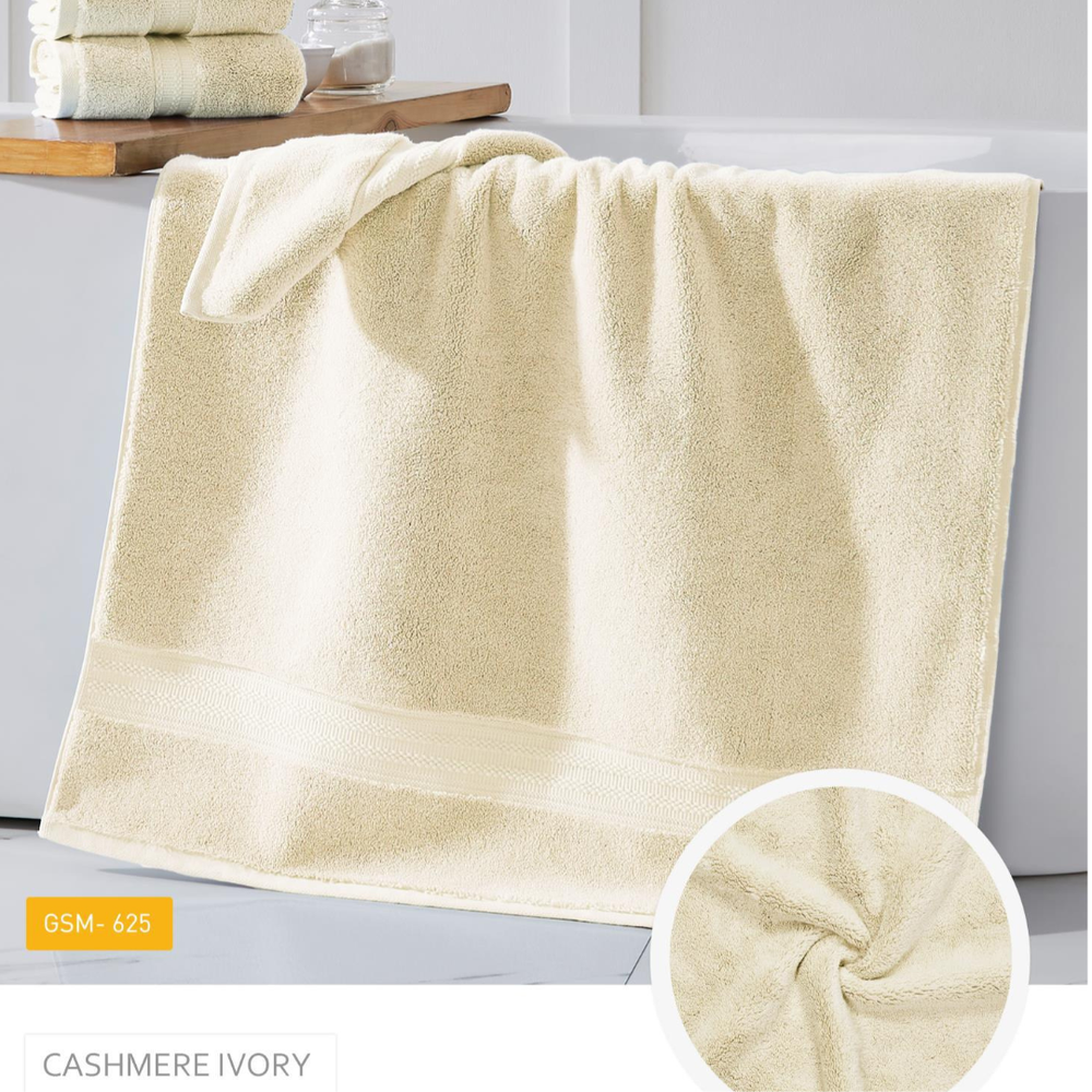 myTrident Nectarsoft Bath Towel |100% Cotton & Zero Twist | Cashmere Ivory