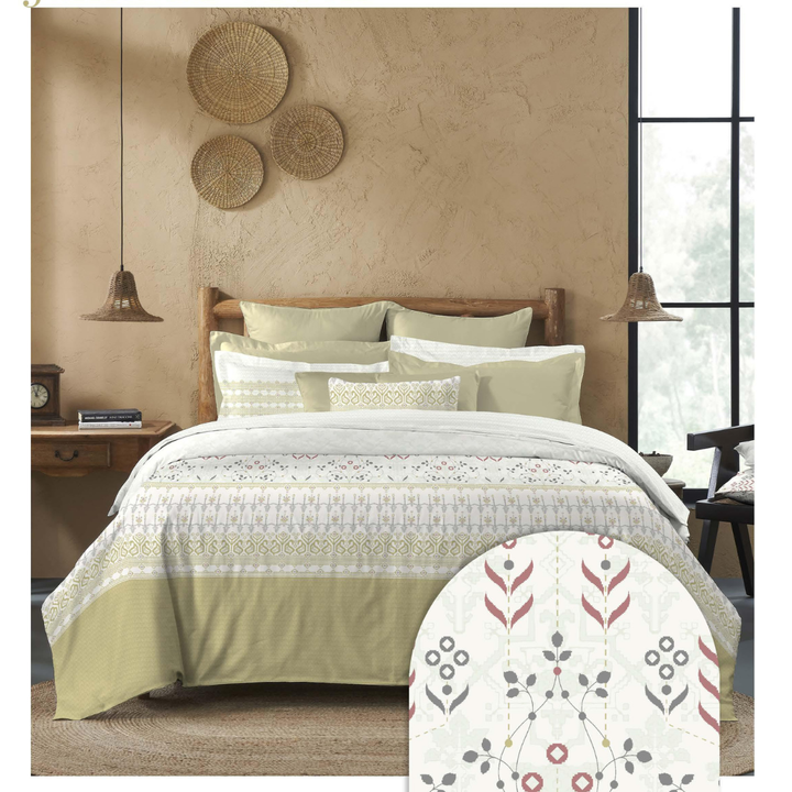 My Trident Sanskriti King Bedsheet - Jamdani Green