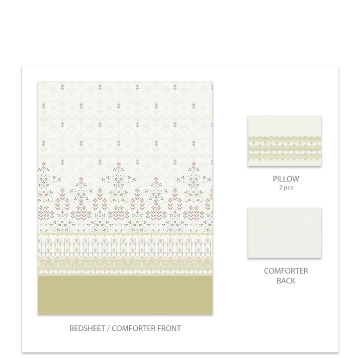 My Trident Sanskriti King Bedsheet - Jamdani Green