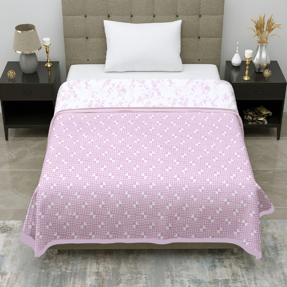 Premia Single Dohar |  Reversible Blanket  | 100% Cotton  |  Blush Pink