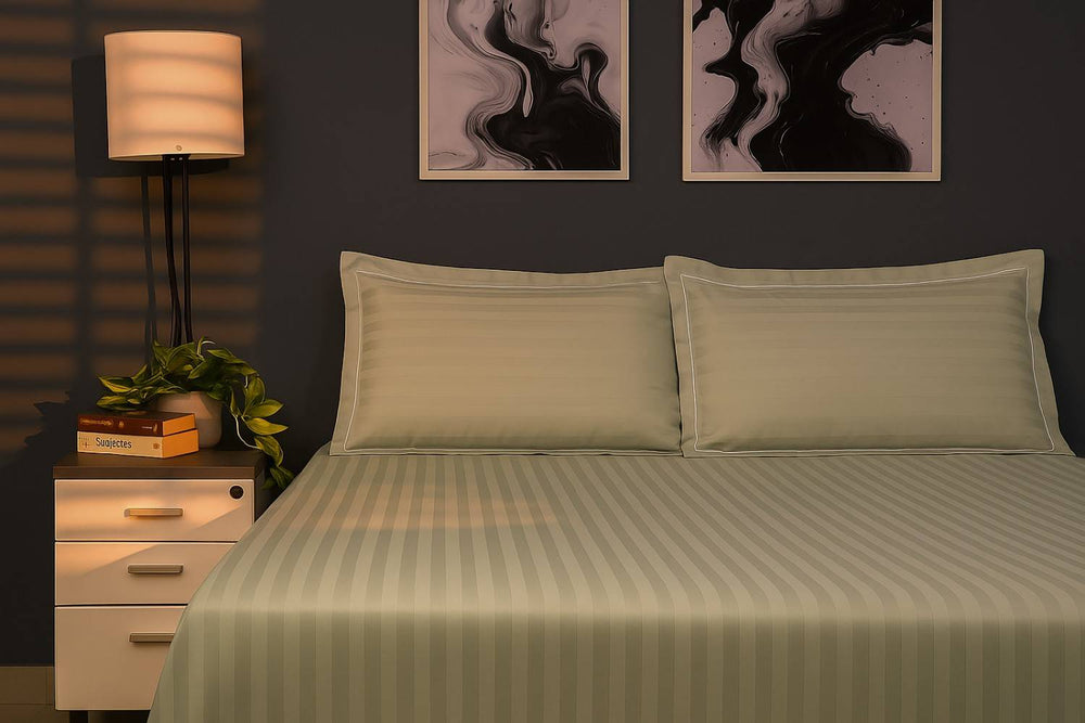 Bedcetera Chevron King Size Solids Bedsheet  Beige Colour