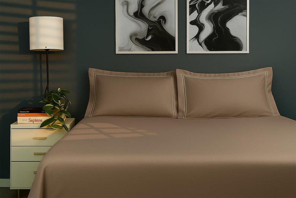 Bedcetera Luxe King Size Solids Bedsheet  Beige colour