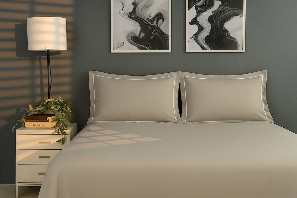 Bedcetera Solitaire King Size Solids Bedsheet Beige Colour