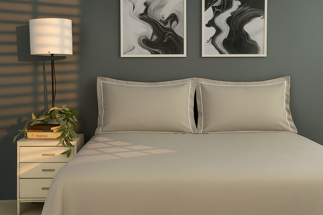 Bedcetera Solitaire King Size Solids Bedsheet Beige Color