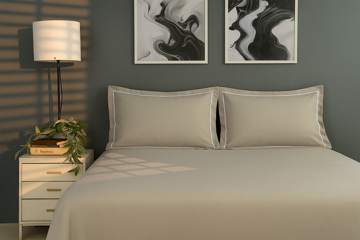 Bedcetera Solitaire King Size Solids Bedsheet Beige Color