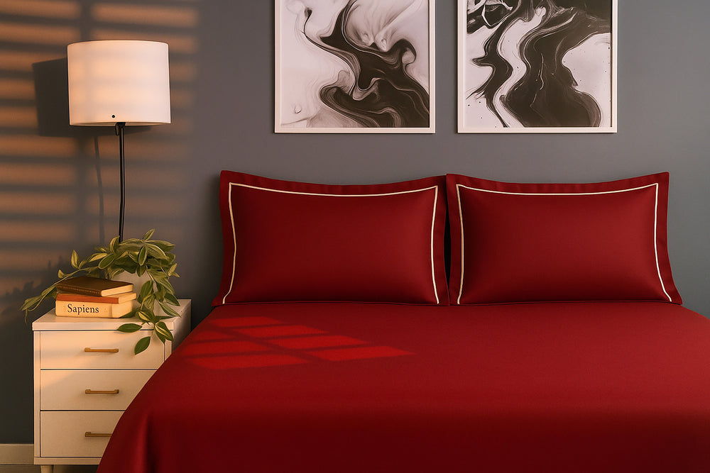 Bedcetera Solitaire King Size Solids Bedsheet Burgundy Colour