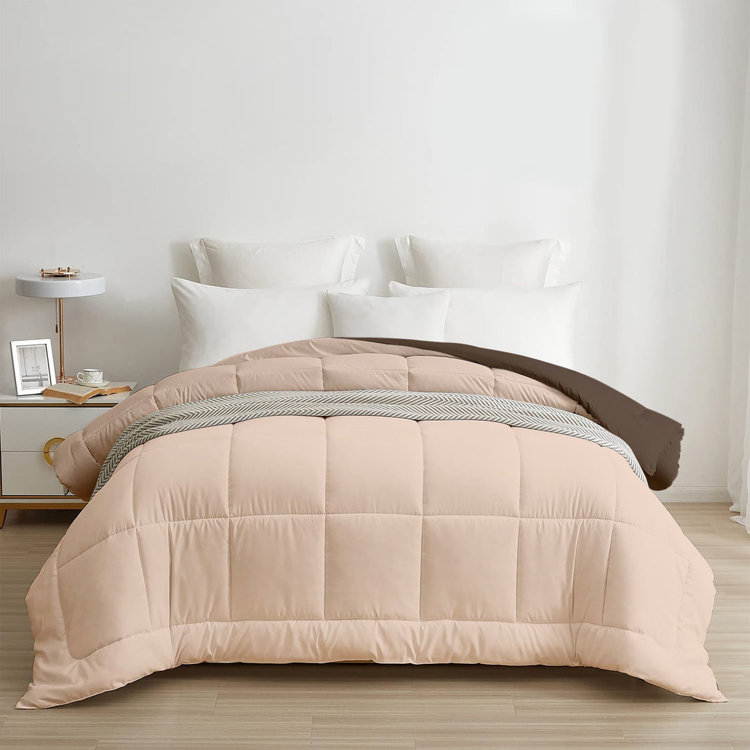 Cream & Walnut Reversible Single Comforter – Classic Warmth