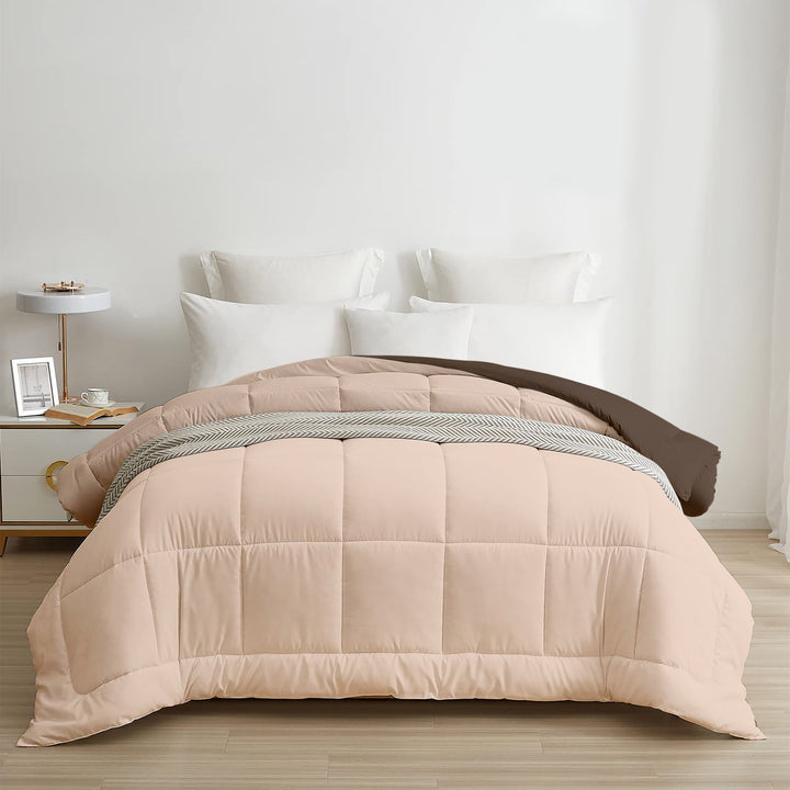 Cream & Walnut All Season Reversible Single Comforter