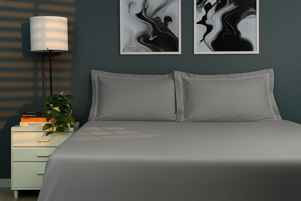 Bedcetera Luxe King Size Solids Bedsheet  Dark grey colour