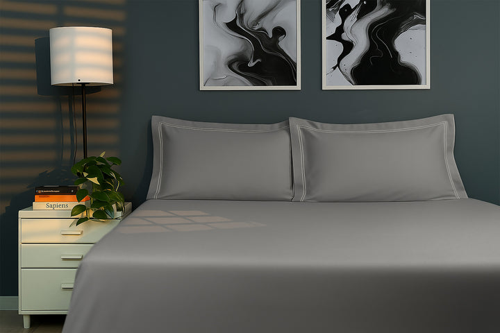 Bedcetera Luxe King Size Solids Bedsheet  Dark grey color