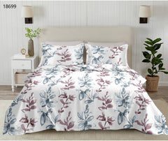 ELAN King Size Flat Bedsheet Set – 250 TC Premium Cotton | Printed | Purple & Blue Floral
