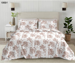 ELAN King Size Flat Bedsheet Set – 250 TC Premium Cotton | Printed | Brown Floral