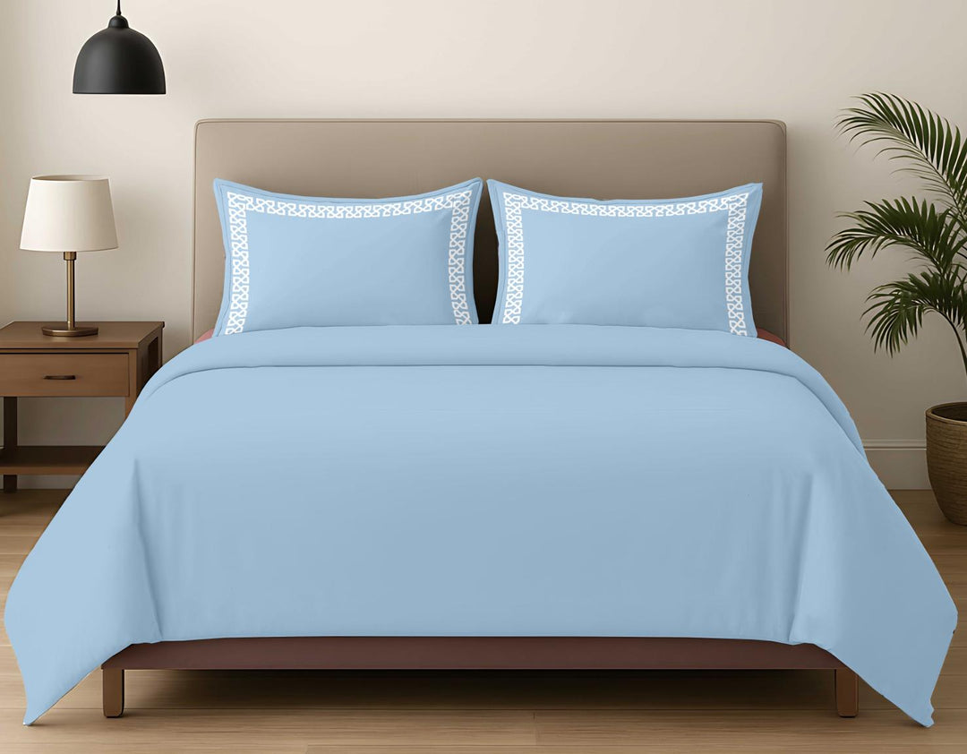 Premium King Size Embroidery Cotton Bedsheet |Luxury Bedding  Set Endless Kont - Slate Blue